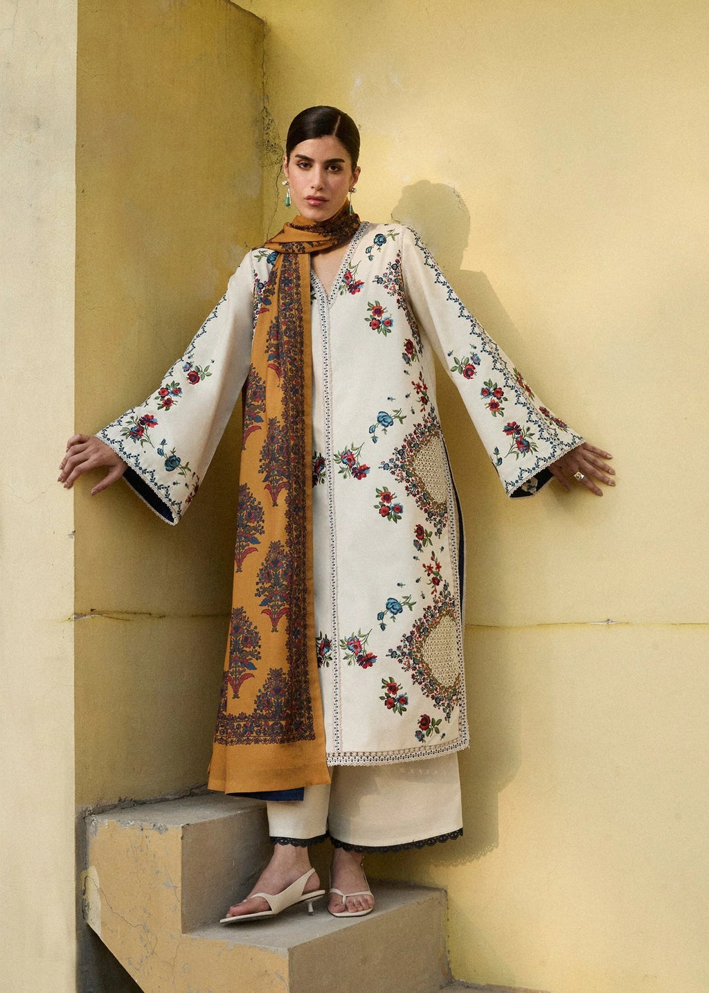Embroidered Lawn Suit with Printed Voil Dupatta