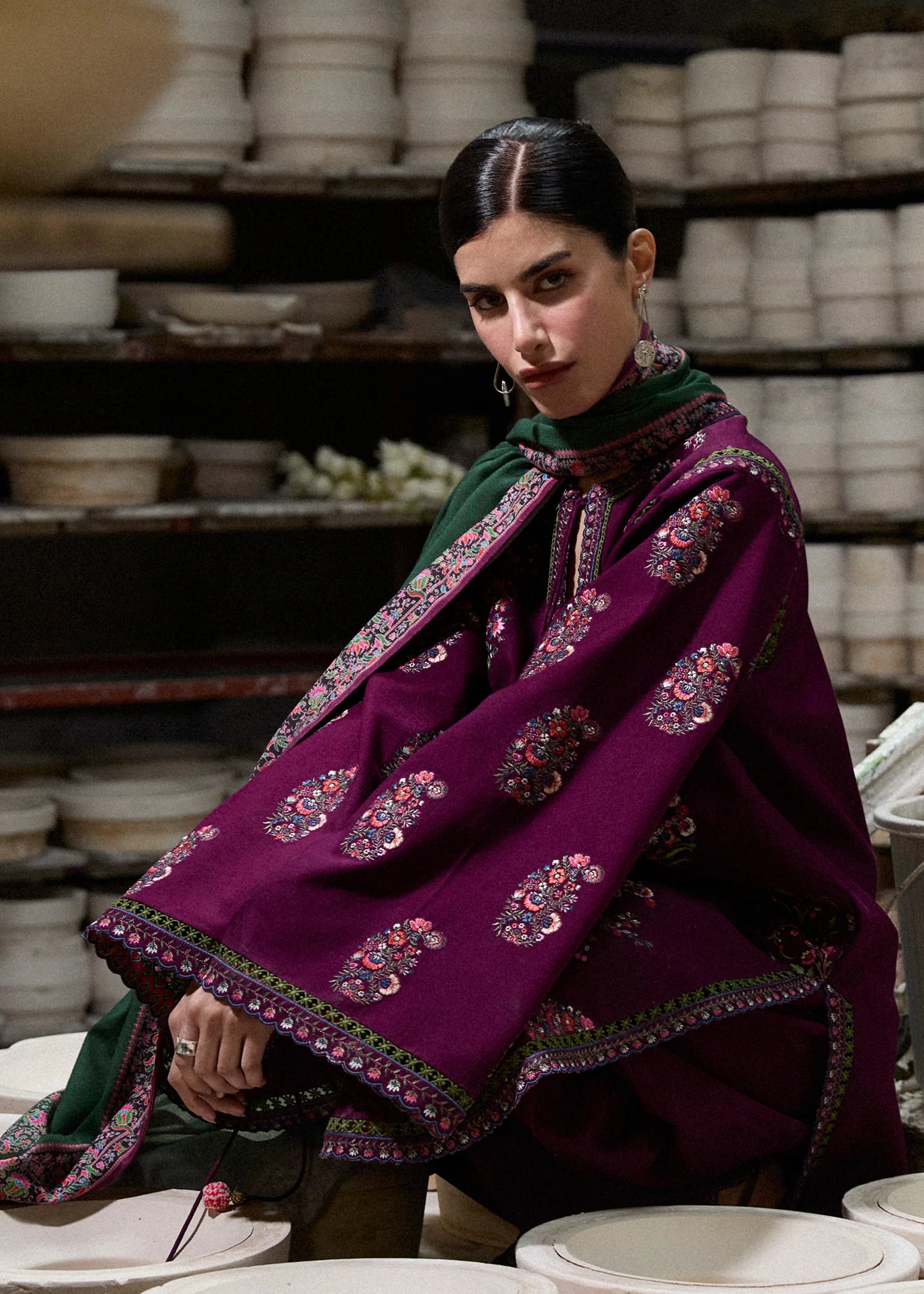 3Pc Lawn Embroidered with Printed Voil Dupatta